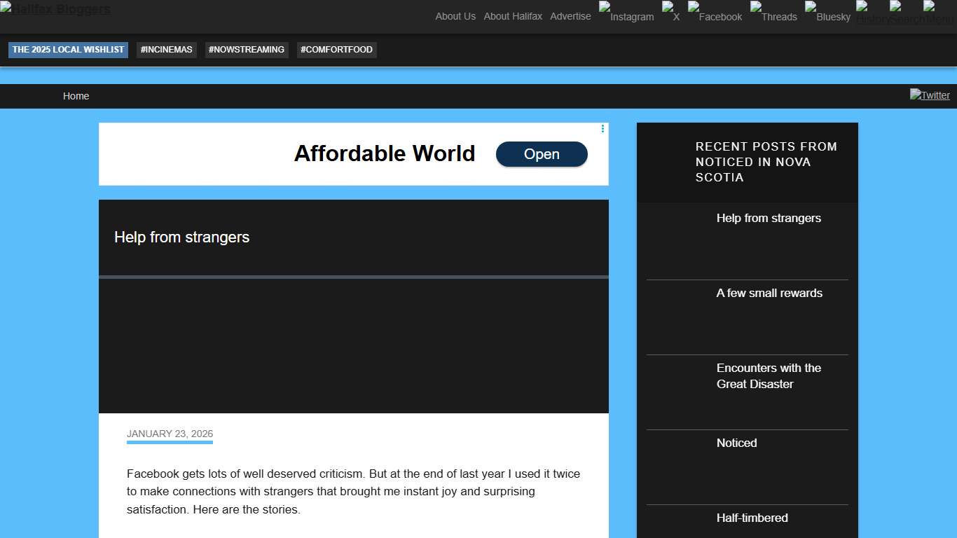 Help from strangers Noticed in Nova Scotia