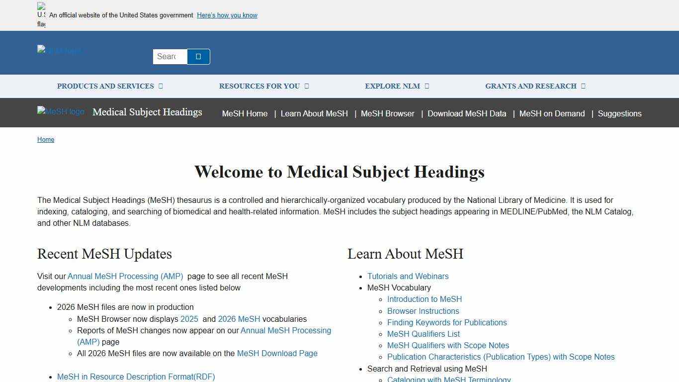 Medical Subject Headings - Home Page